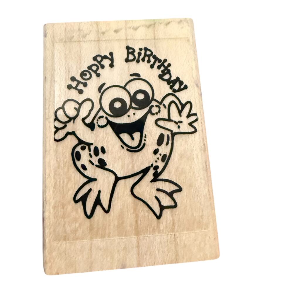 Leigh's Wishing Well Vintage 1996 Jumping Frog Happy Birthday 294D Rubber Stamp